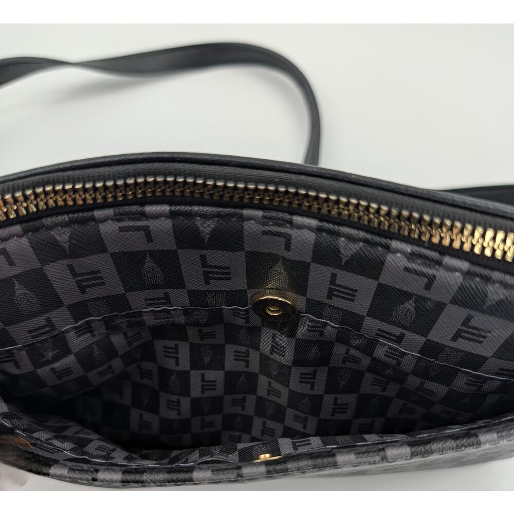 London Fog Addison Tower Signature Print Crossbody Bag Purse Black - Picture 9 of 11